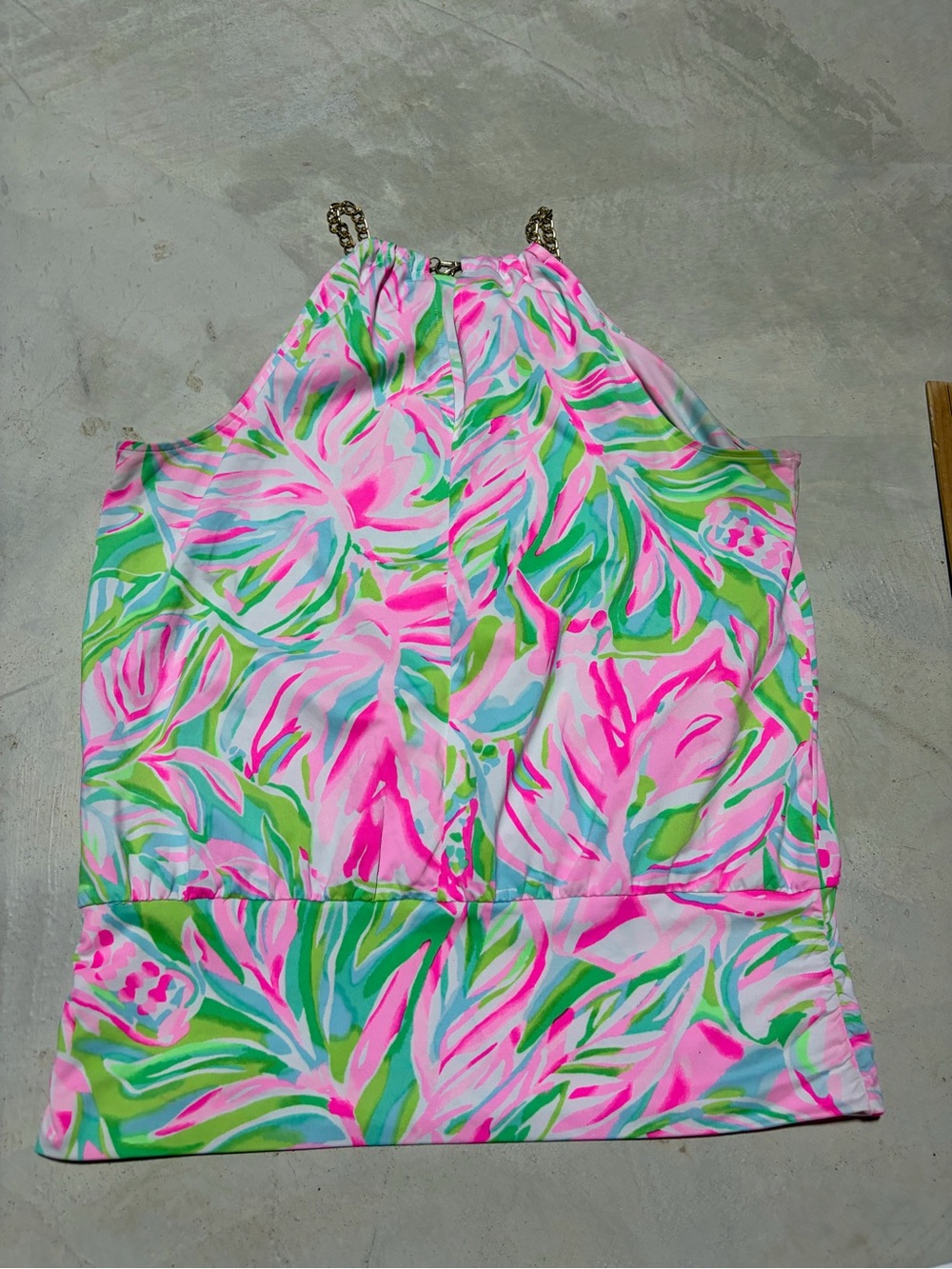 Lilly pulitzer Bowen Bright Tropical Halter Top Pink Green Floral Print large - Picture 9 of 10